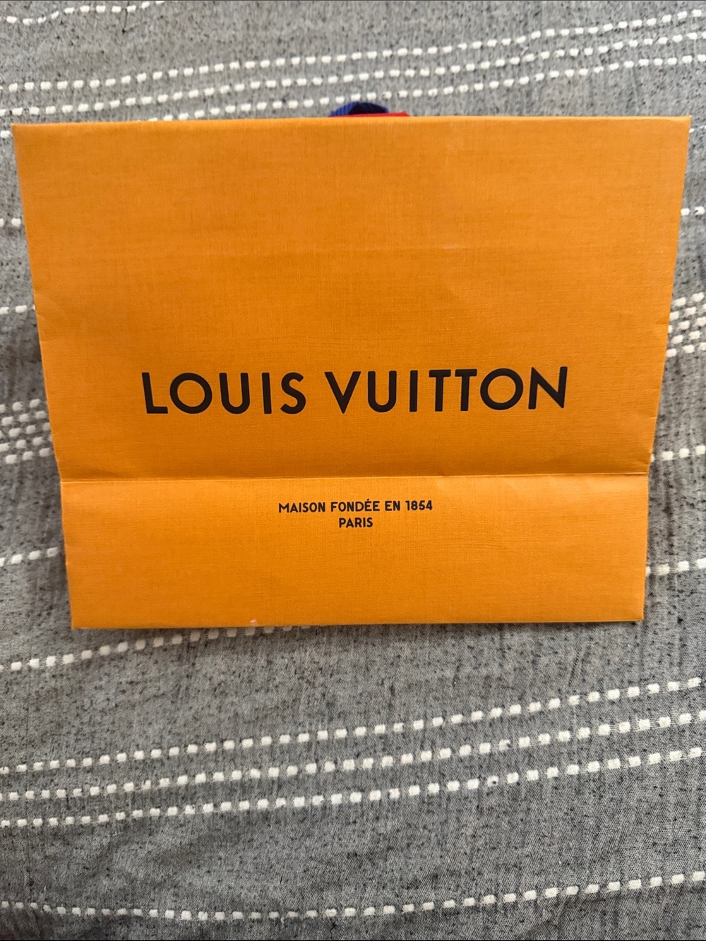 Louis Vuitton Orange Paper Shopping Bag with Black Logo